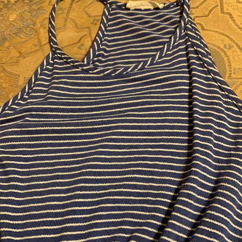 Olivia Rae denim blue and white t-strap dress. - Picture 3 of 4